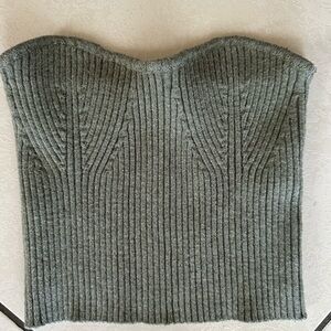 Gray Ribbed Knit Tube Top